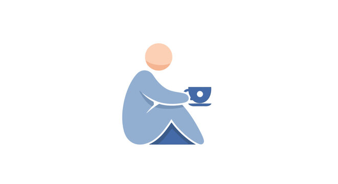 Person sitting and drinking coffee.