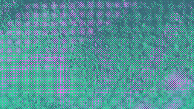 Grunge risograph texture backdrop, noisy halftone riso gradient in teal, magenta and violet dots, distressed punk screen print effect for experimental music covers, zine layouts and abstract graphics