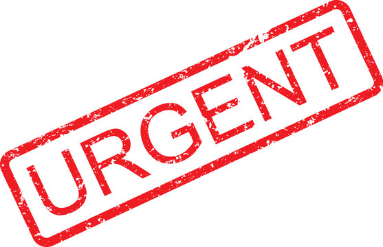 Red URGENT rubber stamp sign displaying a critical alert for immediate action required soon