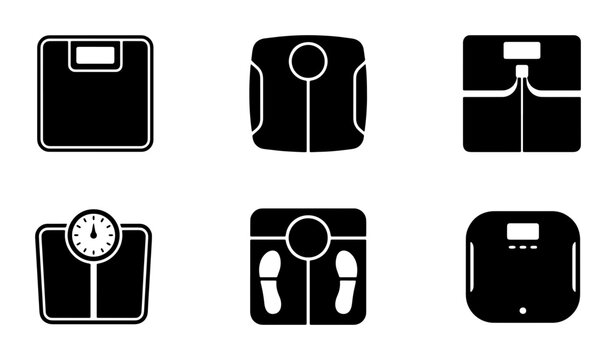 Weight Scale Icons, Bathroom Scale Vector Set, Digital and Analog Measurement Tools