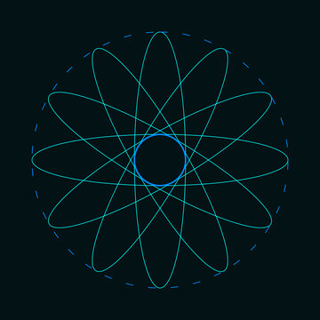 Symmetrical teal geometric pattern of overlapping ellipses representing data science and modern digital technology illustration