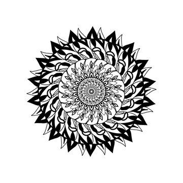 Detailed Circular Mandala Pattern with Floral Elements