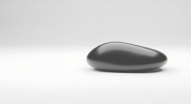 Smooth black stone on white background.