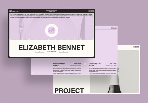 Minimalist Creative Portfolio Presentation With Purple Accent
