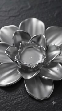 Liquid Metal Morphing Flower Organic Shape Transformation Slow Motion