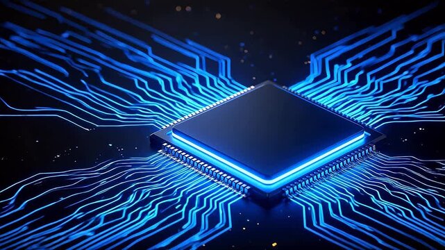 Microchip with glowing circuitry