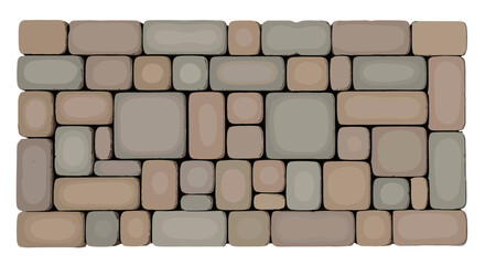 Rock wall texture with rounded cobblestones for cottage house exterior and rustic landscape architecture. © Emongrapic