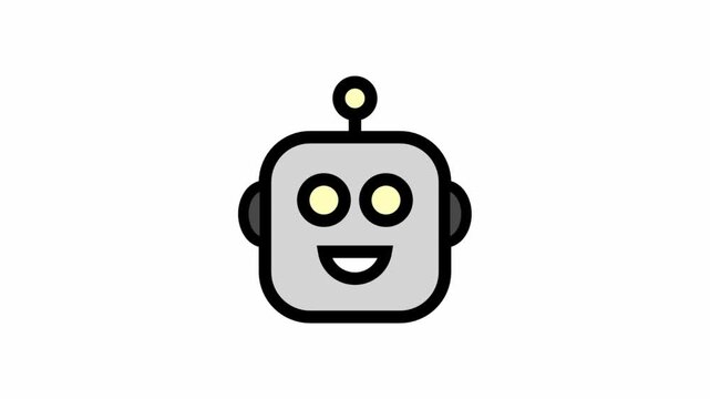 Robot symbol - artificial intelligence icon animation.