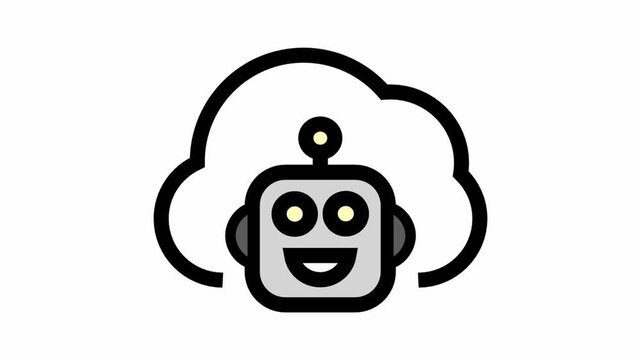 Artificial intelligence cloud symbol - artificial intelligence icon animation.