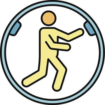 Person doing zorbing water walking inside a transparent inflatable ball icon