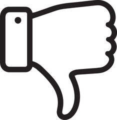 Fototapeta premium A bold, minimalist line art icon depicting a thumb pointing downwards, symbolizing disapproval or a negative rating. This graphic is clear and universally understood.