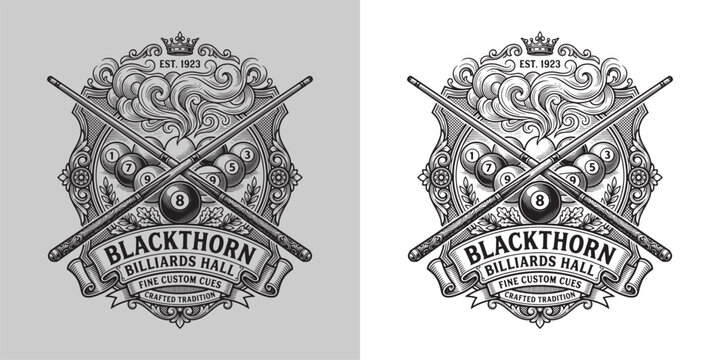 Blackthorn Billiards Hall Custom Cues Logo Crest