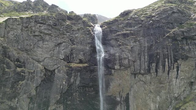 Drone Pullback Revealing Full Vidimsko Praskalo Waterfall