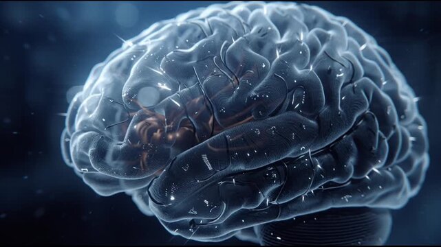 Human brain with red spot inside.