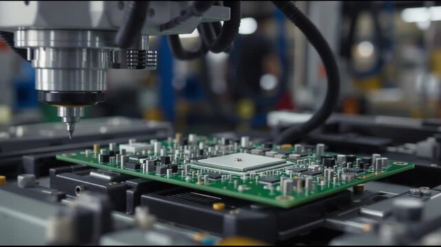 Industrial robotic arm assembling circuit board 1.