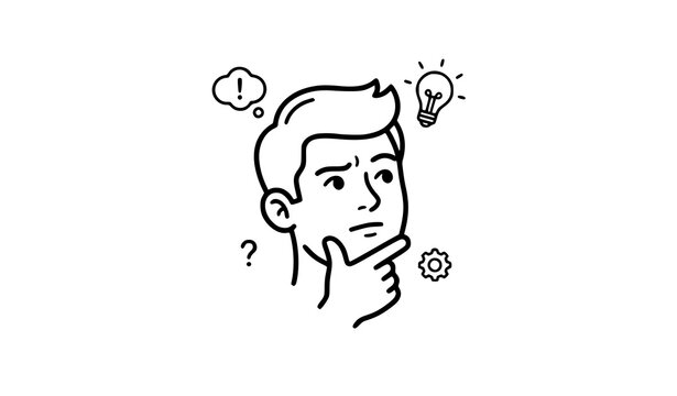 Modern thinking face icon vector with thoughtful expression and idea concept illustration