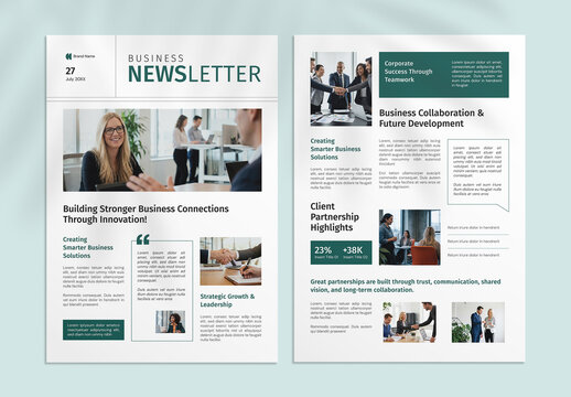 Corporate Business Newsletter Template for Marketing and Financial Insights