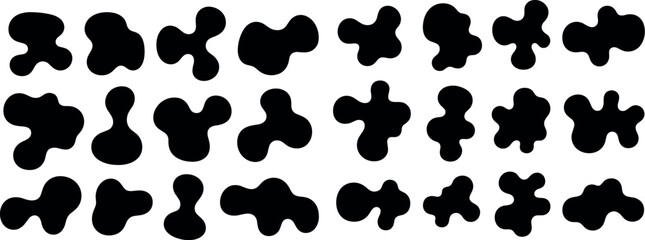 Fototapeta premium Set of twenty-six black organic blob shapes on white background