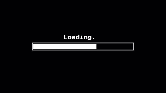 Computer Loading Bar Glitch Distortion Processing Screen Overlay 4K Video Transparent Background