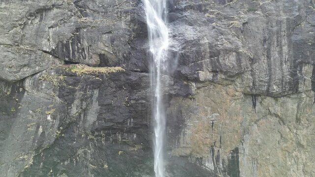 Static Aerial View of Vidimsko Praskalo Waterfall with Birds Flying