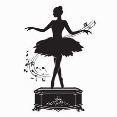 Ballerina Music Box Silhouette Vector Gift Logo Elegant Dance Illustration Design © Imam