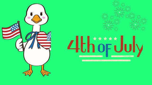 Patriotic goose, 4th of July celebration, American flag, festive illustration