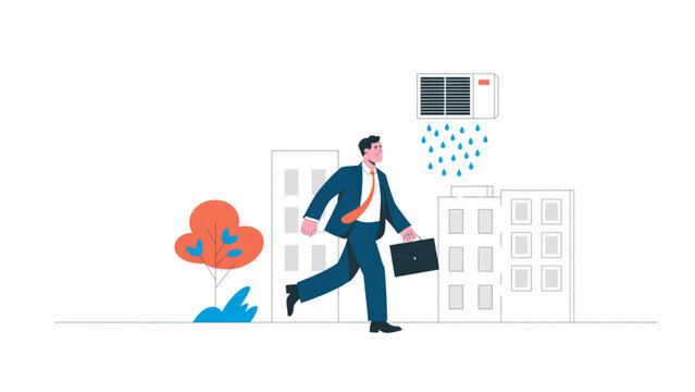 Businessman walking confidently with documents and red hat in modern office environment Vector