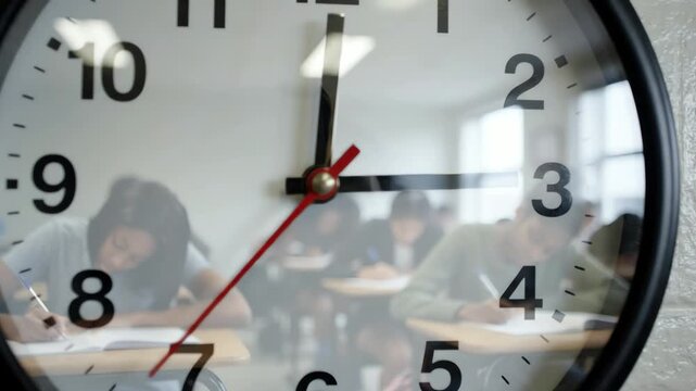 Exam Room Clock Reflecting Students Racing Against Time - Ai Genereted