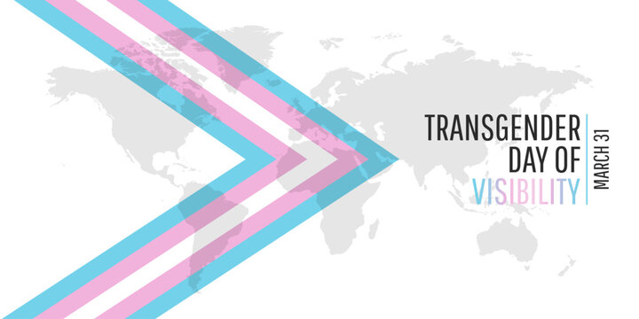 Transgender Day of Visibility with pride flag and world map. Vector illustration