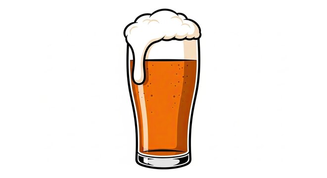 Refreshing Glass of Beer With Foam On White Background.