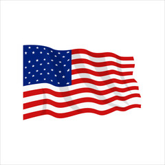 Obraz premium Realistic United States flag waving with transparent background