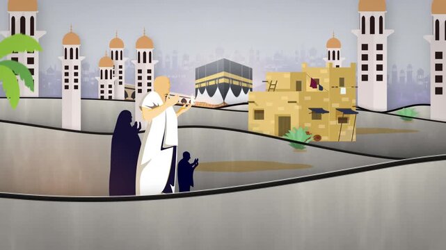 Hajj Islamic Pilgrimage Mecca Animation Video.