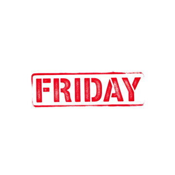 Vibrant red friday stamp on white background