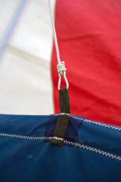 Yachting details. Rope lockers, standing and running rigging on a sailing Ship.