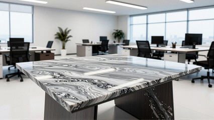 Fototapeta premium Modern Office Workspace Featuring Flowers on a Clean White Desk