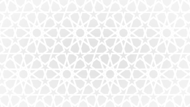 Seamless Loop White Arabic Arabesque Geometric Motion Background