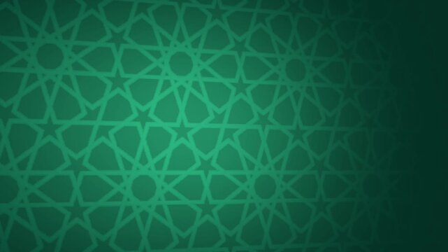 Green Islamic Geometric Pattern Motion Background with Traditional Arabic Star Motif Loop