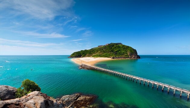 Foto Da Ilha Do Frade Em Vitoria Es Olhando Des Da Ponte Com A Praia E Ceu Azul