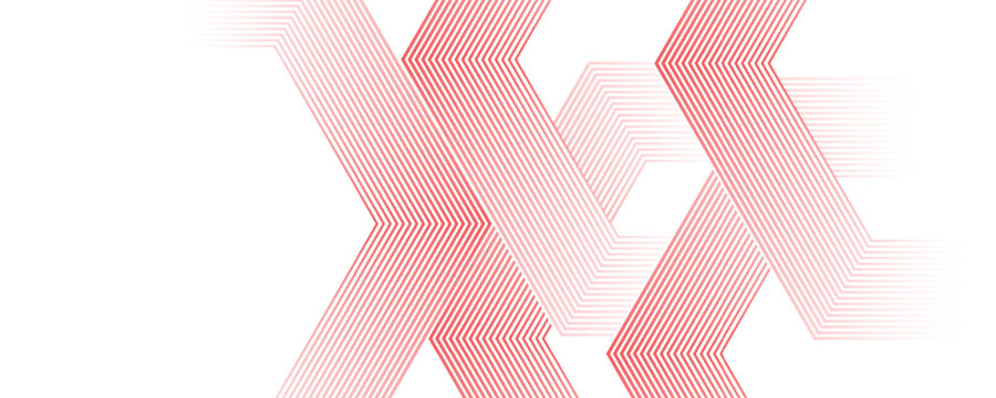Abstract background with overlapping red hexagonal lines pattern. Simple and modern stacked lines background concept. Vector illustration eps 10
