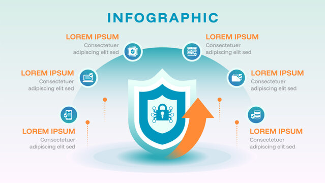 6 Point Cybersecurity Infographic Data Protection Shield