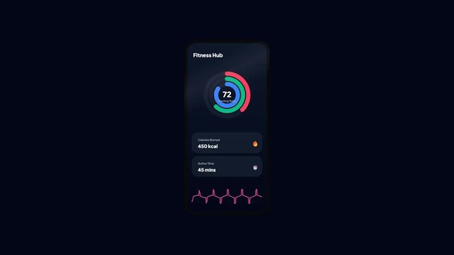 Smartwatch Heart Rate Monitor UI, Wearable Fitness Tracker Dashboard, Health Monitoring App Interface, Minimalist Modern Design