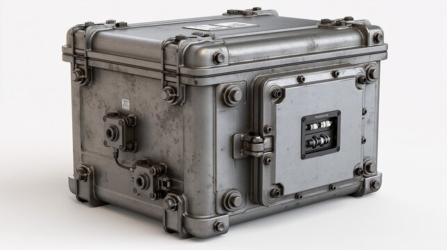 Medium shot of a cast metal explosionproof electrical enclosure showcasing rugged durability and corrosion resistance for hazardous industrial environments.