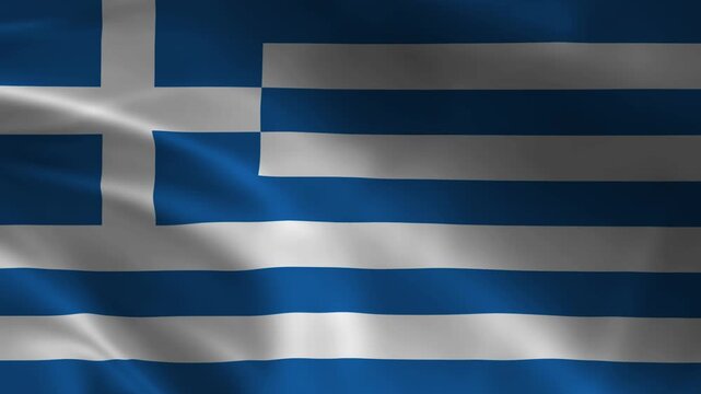 waving flag of Greece close up background loop 4k resolution Greek national symbol blue white stripes fabric texture Hellenic republic banner seamless looping motion graphics stock footage