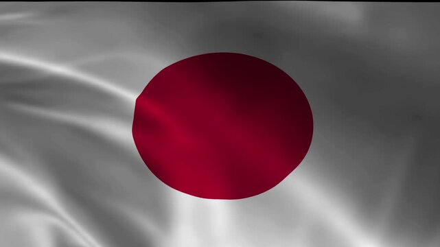 waving flag of japan close up background loop 4k resolution Japanese national symbol hinomaru red sun white fabric texture Asian nation banner seamless looping motion graphics stock footage