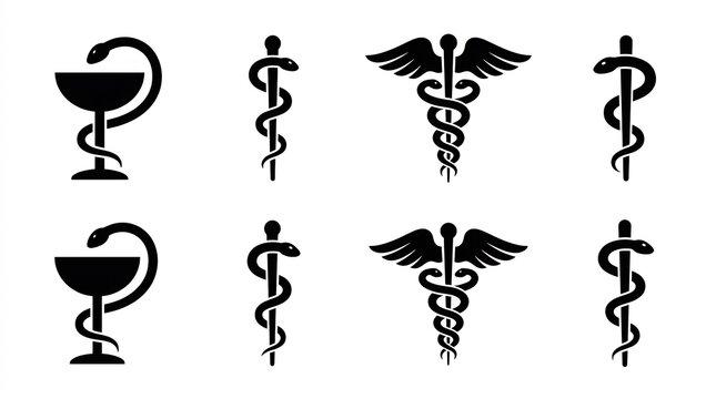 Healthcare Medical Symbols Icon Set in Black