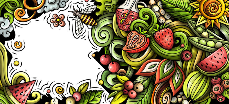 Summer nature cartoon banner