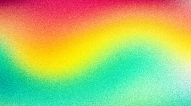 Abstract colorful background with grainy texture, vibrant gradient wave pattern in red, yellow, green and turquoise colors