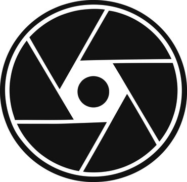 Camera shutter icon, photography symbol, black and white graphic