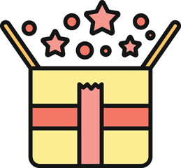 Fototapeta premium Opened gift box releasing stars and confetti, symbolizing surprise or special offer