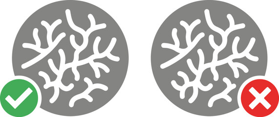 Obraz premium Correct and incorrect snowflake icons for approved and rejected status in web design